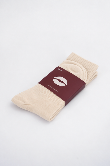 Ribbed Crew Socks In White